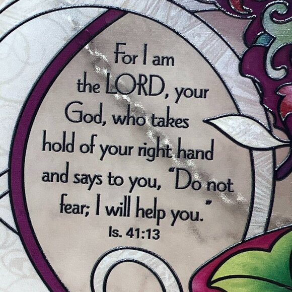 Joan Baker Designs Vintage Hand Painted Sun Catcher Butterflies Oval Scripture - Picture 3 of 10